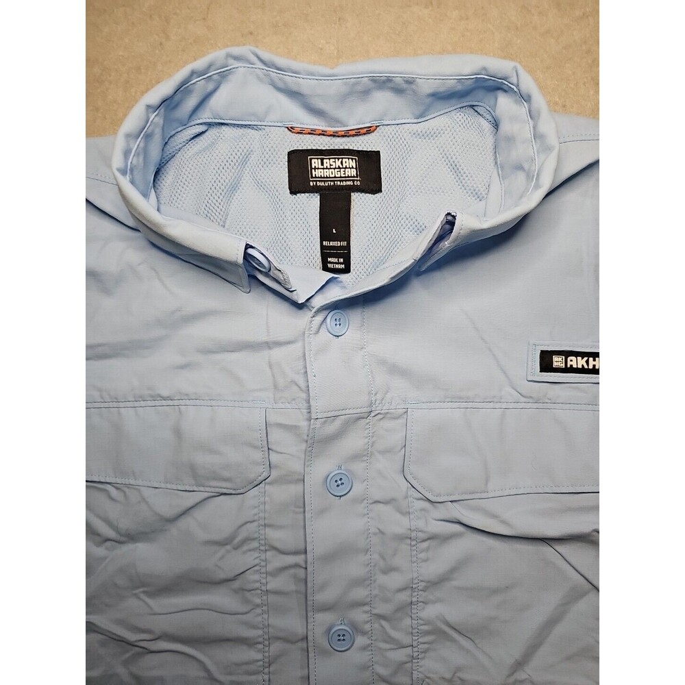Alaskan Hardgear AKHG Crooked River Short Sleeve Button Up Shirt Blue Men’s L - Picture 2 of 8